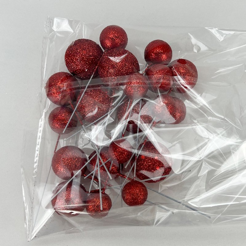 shining glitter faux foam ball for birthday cake decorative factory supplier wholesale 20 pcs mixed in one bag