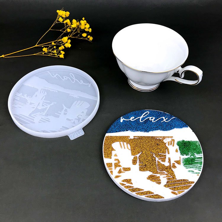 YS Lake View Coaster Plaster Mold Round Storage Agate Tray Silicone Making DIY Craft Glossy Tray Candle Mould Home Decor Tools