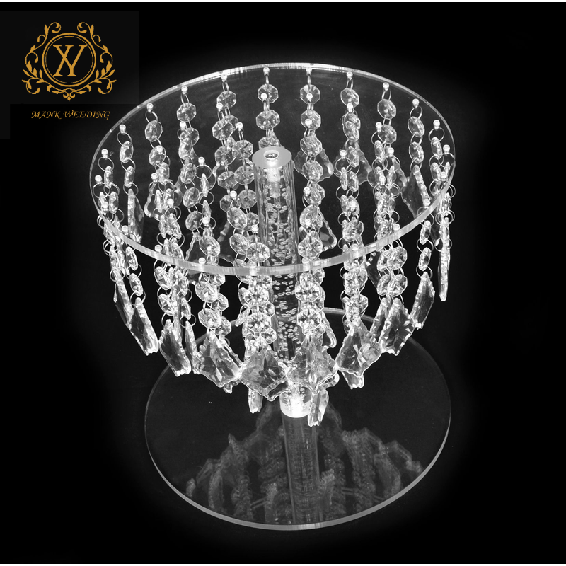 Hot Selling Clear Crystal Curtain Cake Stand Wedding Round Acrylic Dessert Table Decoration