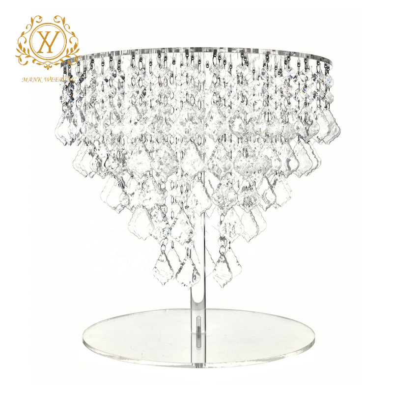 Hot Selling Clear Crystal Curtain Cake Stand Wedding Round Acrylic Dessert Table Decoration
