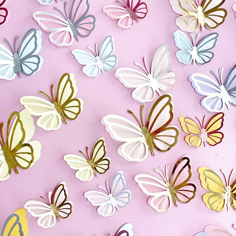 Ychon girls birthday wedding decoration double-layer paper butterfly cake accessories for wedding bridal baby birthday party