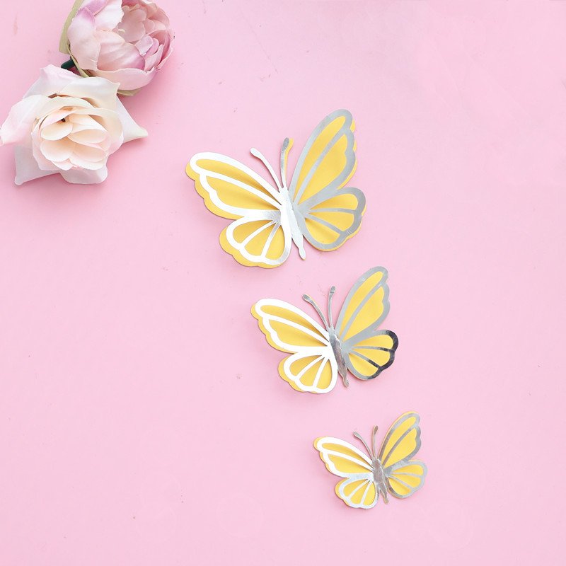 Ychon girls birthday wedding decoration double-layer paper butterfly cake accessories for wedding bridal baby birthday party