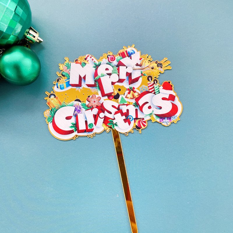 Christmas Cake Toppers Reindeer Christmas Tree Acrylic Cake Toppers for Christmas New Year Party Cupcake Decor Supplies XQA804