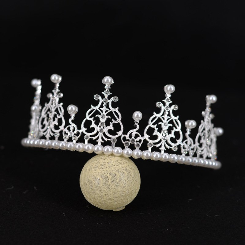 Hot selling Birthday Large Crown Cake Decoration Baking Ornaments Bridal Headdress Rhinestones pearls Crown