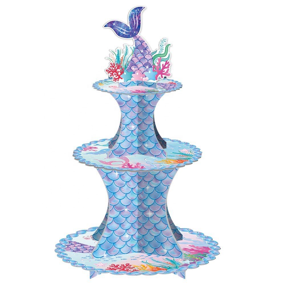 New Product Ocean Themed Birthday Party Cupcake Topper Stand Set Baby Shower 1st Birthday Party Decoration Supplies Cake Stand