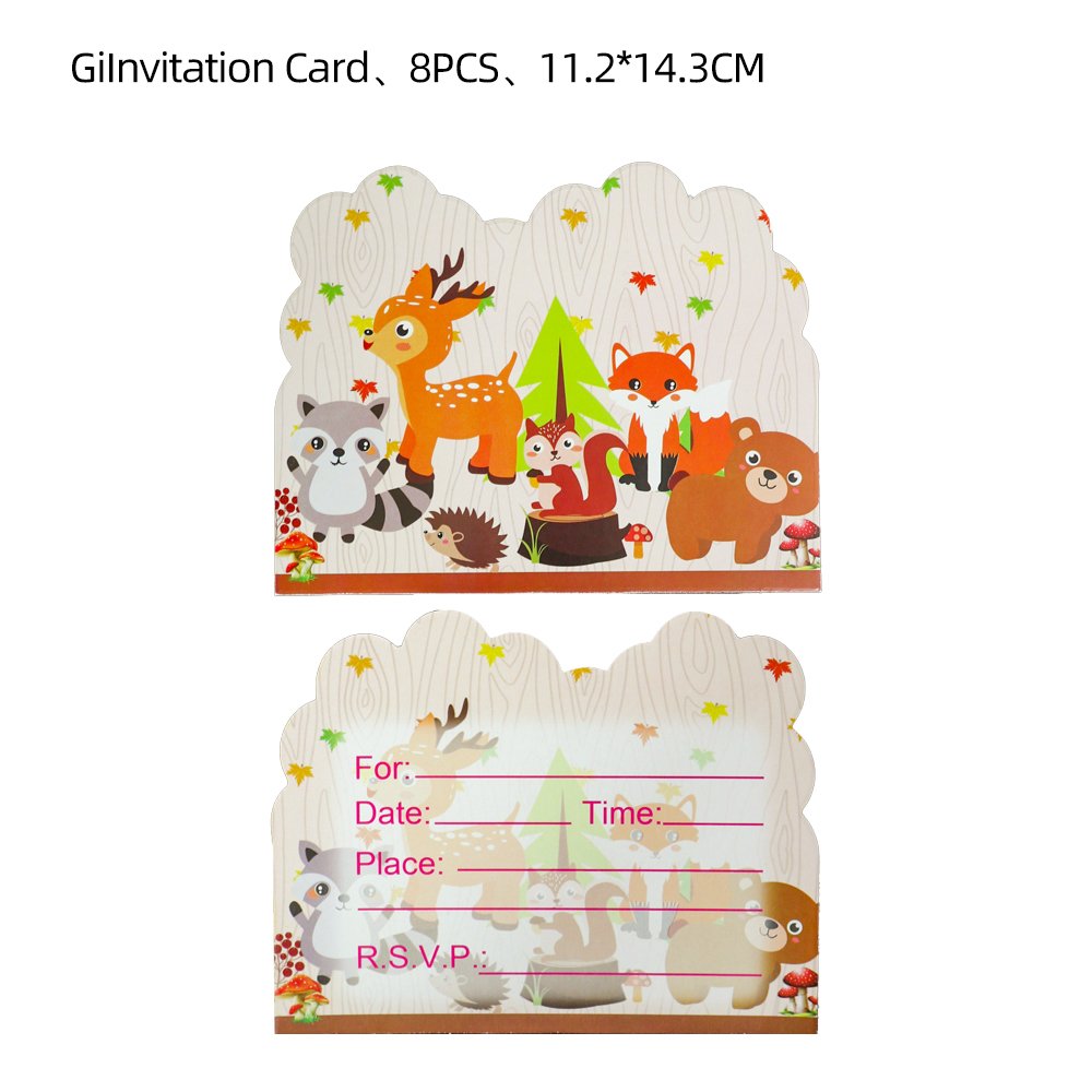 Brown Woodland Jungle Forest Animal Children Birthday Party Decorations Cutlery Paper Plate Napkin Set Party & Holiday Supplies
