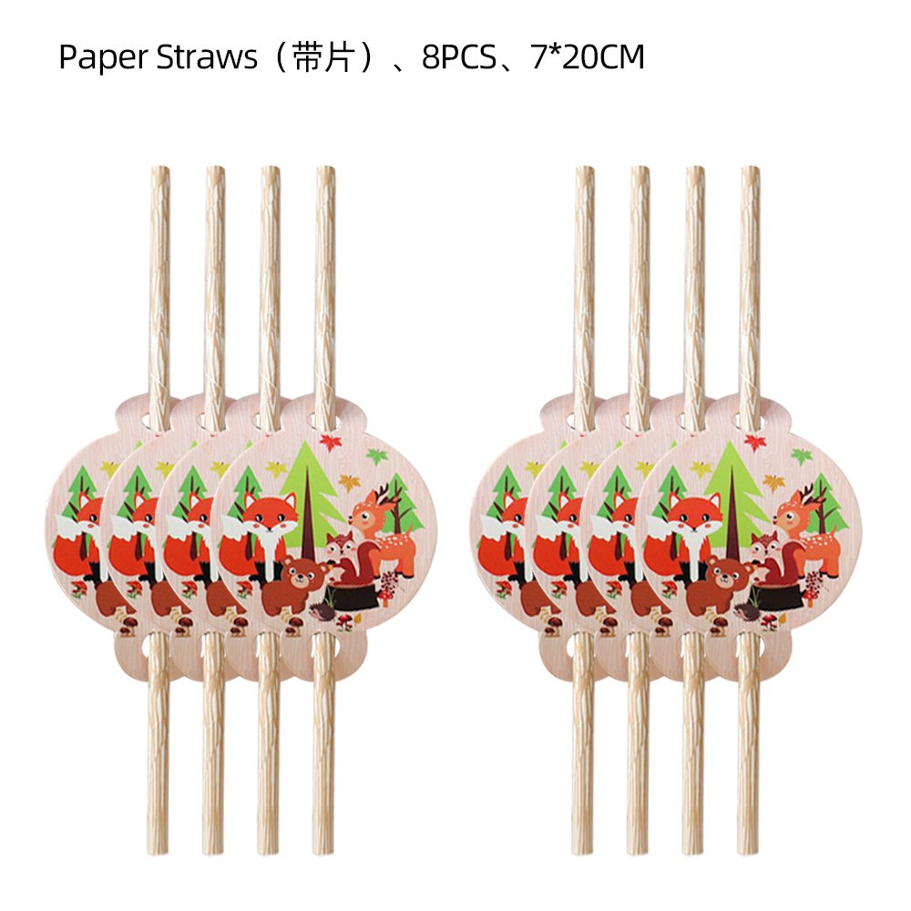 Brown Woodland Jungle Forest Animal Children Birthday Party Decorations Cutlery Paper Plate Napkin Set Party & Holiday Supplies