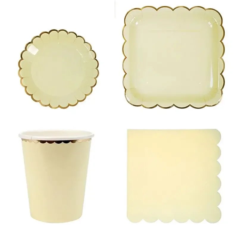 Birthday party paper dinner plates Disposable Christmas wedding decorations Cake knife and fork paper cups