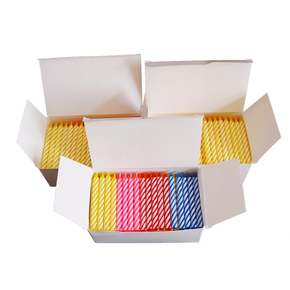 Factory wholesale 0.5*6cm Birthday Candle Cake Topper Spiral Candle Set White box 288pcs per box Babyshower Birthday Party Props