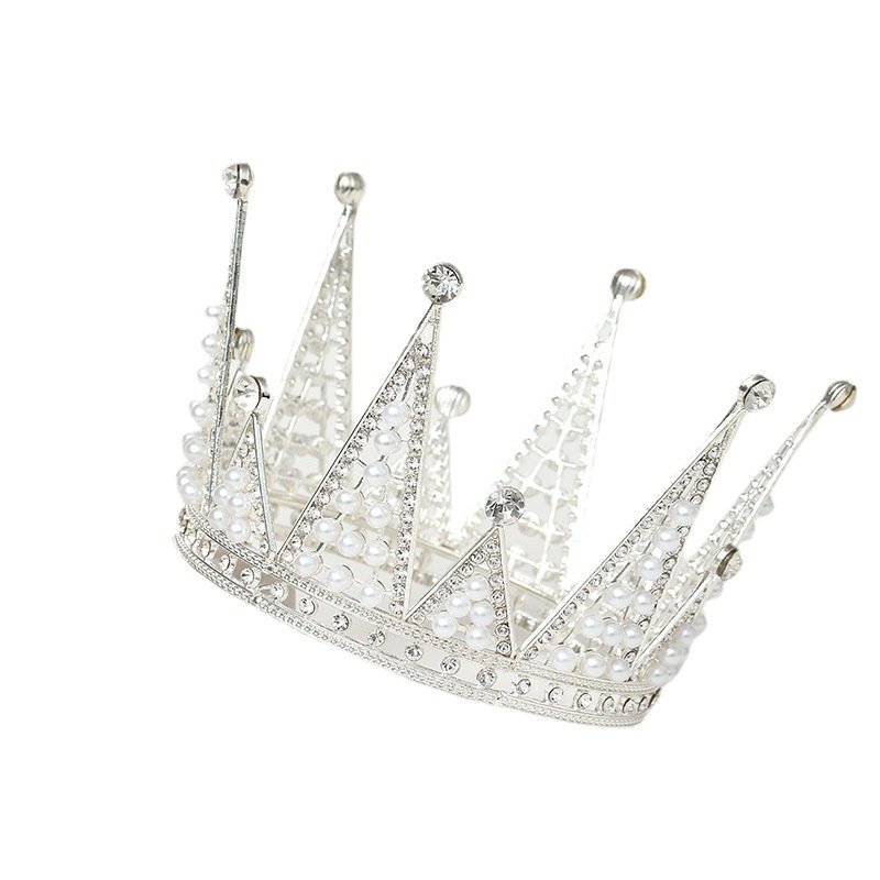 Small Crystal round Tiara Cake Topper Gold Rhinestone Crown for Kids Birthday Halloween Occasion Made of Alloy
