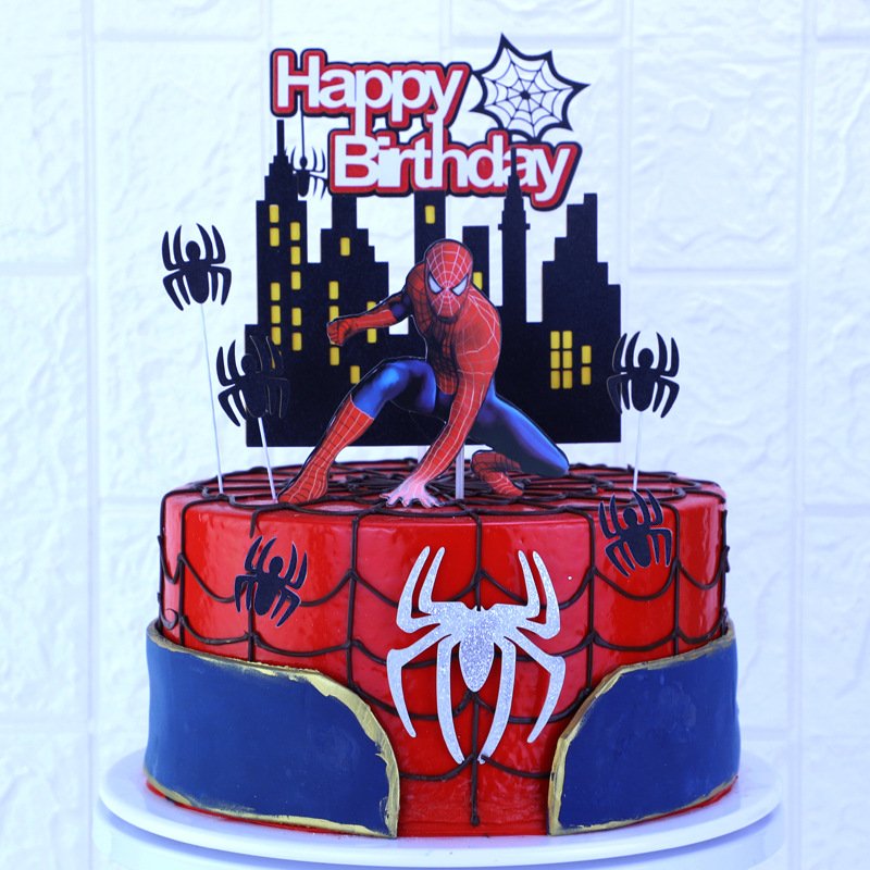Spiderhero Happy Birthday Cake Topper Spider Theme Happy Birthday Cake Decoration For Boy Birthday Party Supplies
