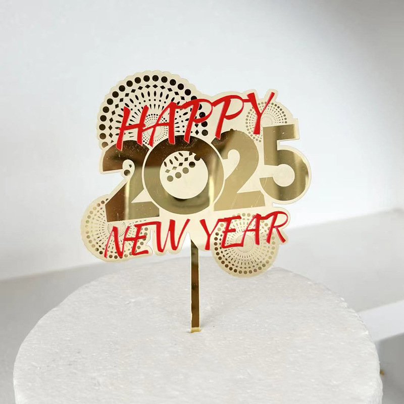 Hello 2025 Happy New Year Cake Topper Happy Family Fireworks Cake Topper Christmas NYE Cake Decoration Welcome 2025 Supplies