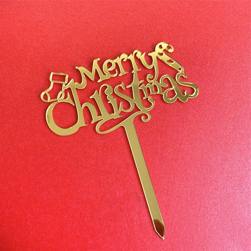 Plastic Acrylic merry christmas Cake Topper Decoration