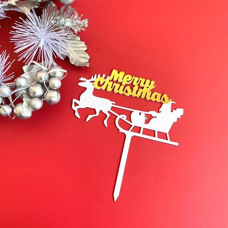 Plastic Acrylic merry christmas Cake Topper Decoration