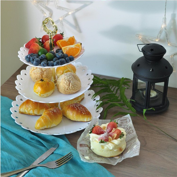Round Table Decoration 3 Tier Cupcake Stand Plate Plastic Dessert Serving Trays Holder For Party Birthday Wedding