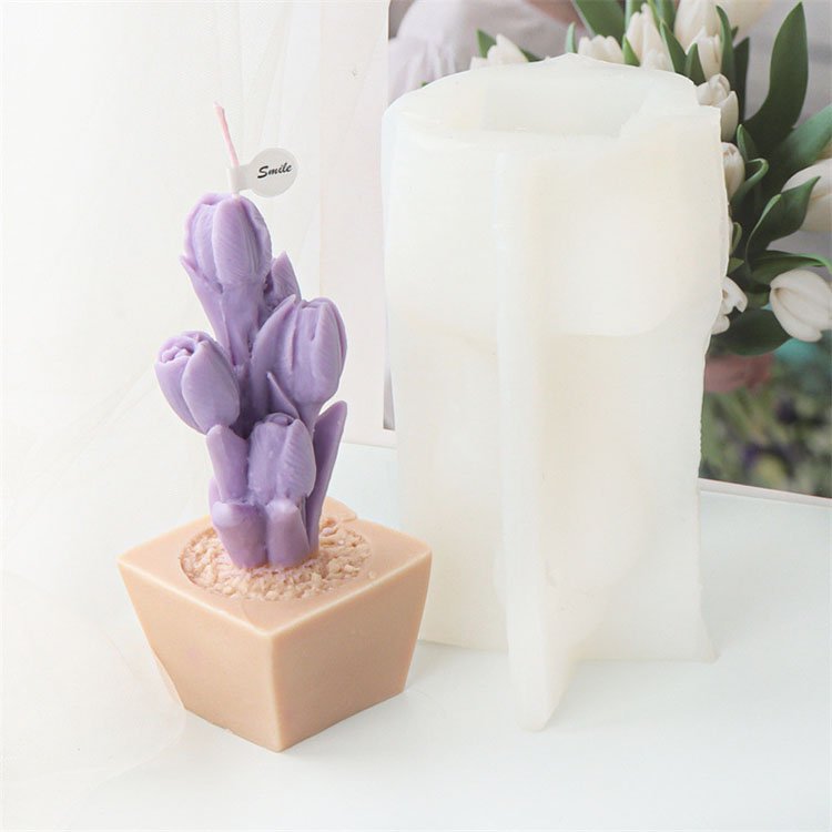 Plant Potted Silicone Candle Molds Gypsum Ornaments Rose Tulip Flower Decorations Casting Mould DIY Aromatherapy Candle Making