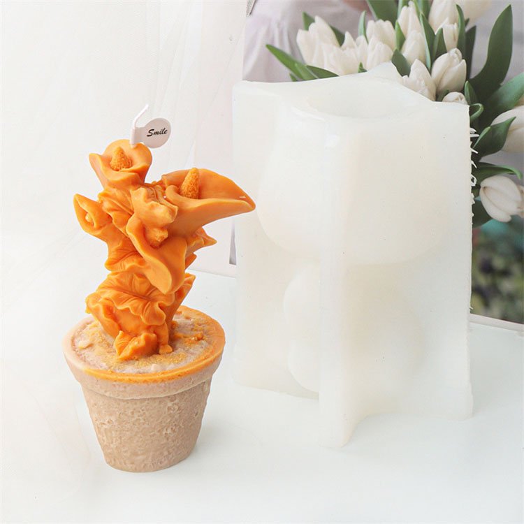 Plant Potted Silicone Candle Molds Gypsum Ornaments Rose Tulip Flower Decorations Casting Mould DIY Aromatherapy Candle Making