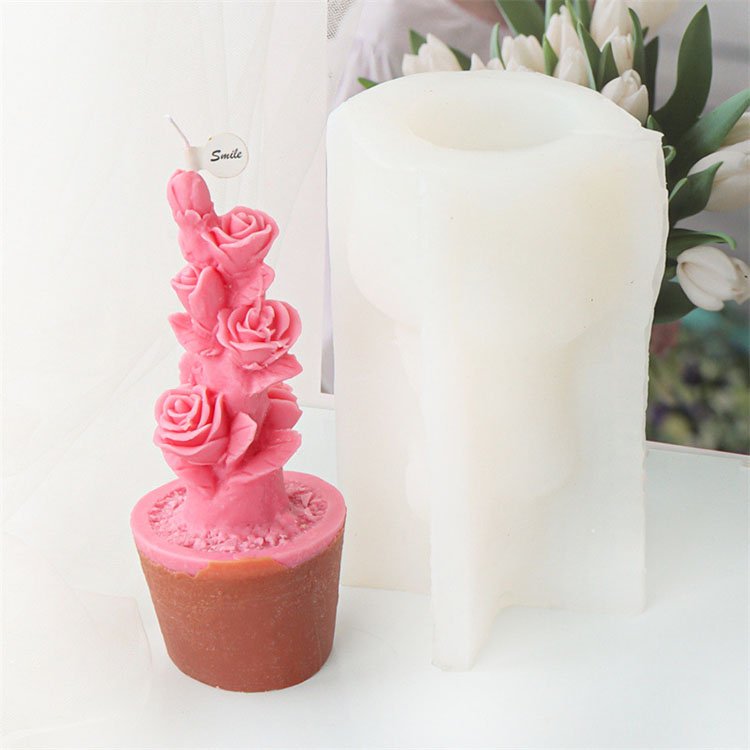 Plant Potted Silicone Candle Molds Gypsum Ornaments Rose Tulip Flower Decorations Casting Mould DIY Aromatherapy Candle Making