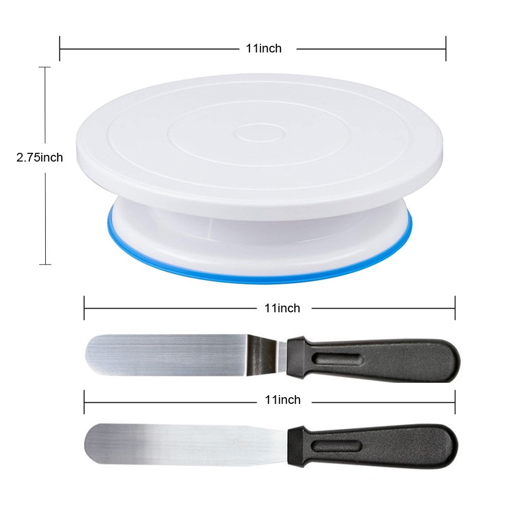 Cake Decorating Supplies 512 Pcs Plastic Round Rotating Turntable Board Pastry Bags Icing Piping Nozzle Tips Scrapers Spatulas