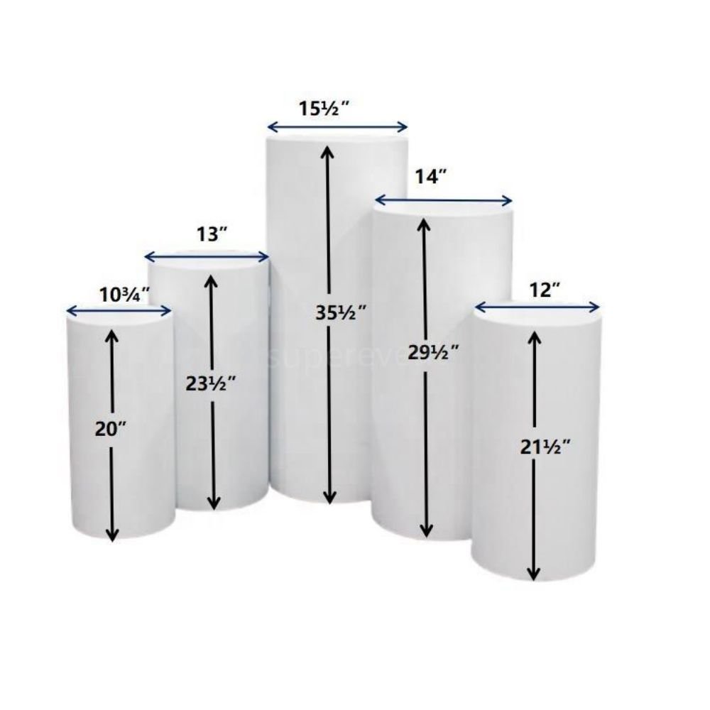 hot sell birthday decoration 5 pcs metal round cylinder cake stand pedestal plinth wedding plinth cake stand dessert table