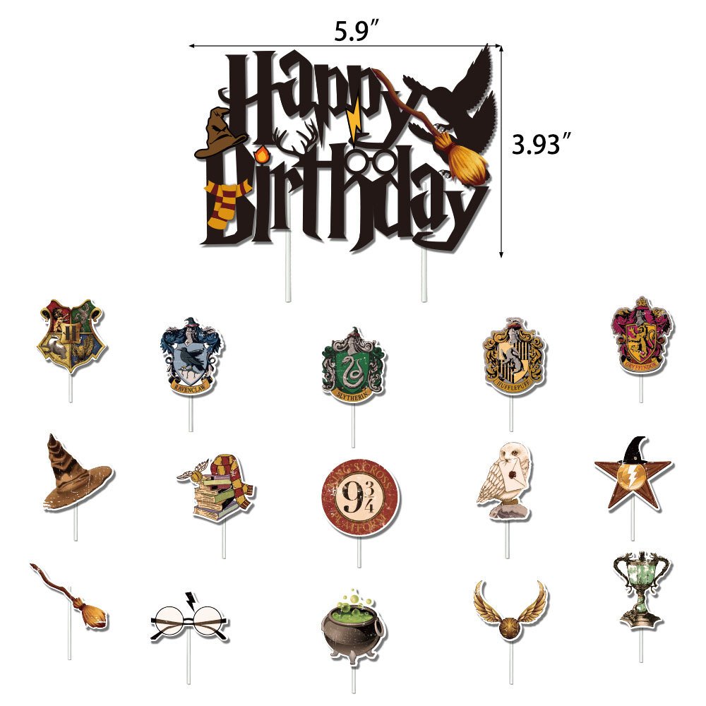 Cartoon Tableware Harries Balloons Cartoon Magic Birthday Party Owl School Banne Cake Topper Balloon Shower Supplies Kid K0003