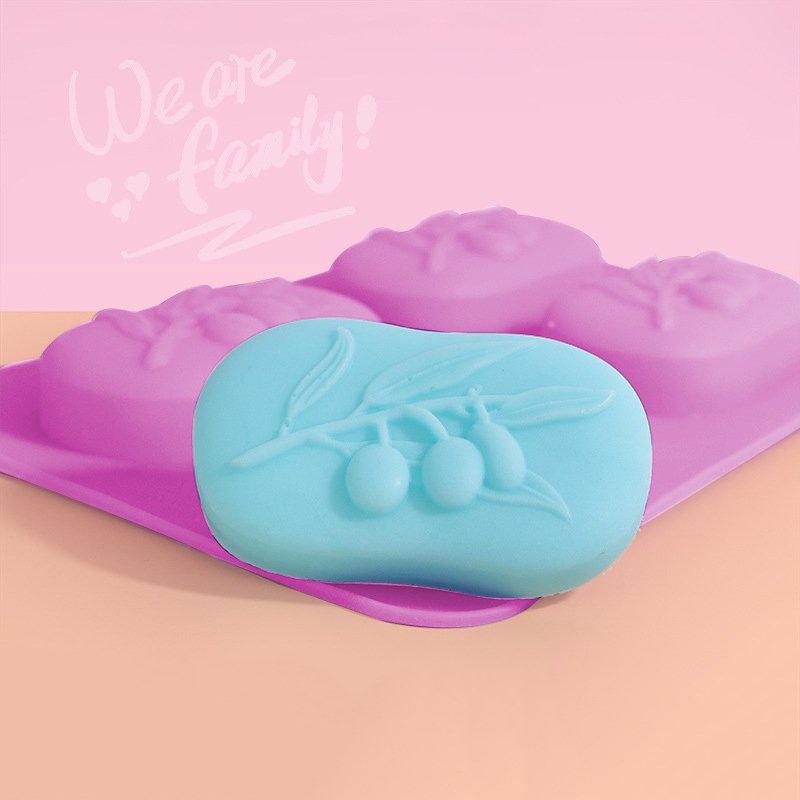 Kaijie 4-Hole Oval Olive Tree Silicone Soap Mold Diy Soap Making Kit Handmade Bath Soap Craft Supplies