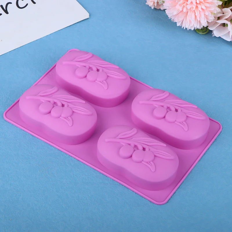 Kaijie 4-Hole Oval Olive Tree Silicone Soap Mold Diy Soap Making Kit Handmade Bath Soap Craft Supplies