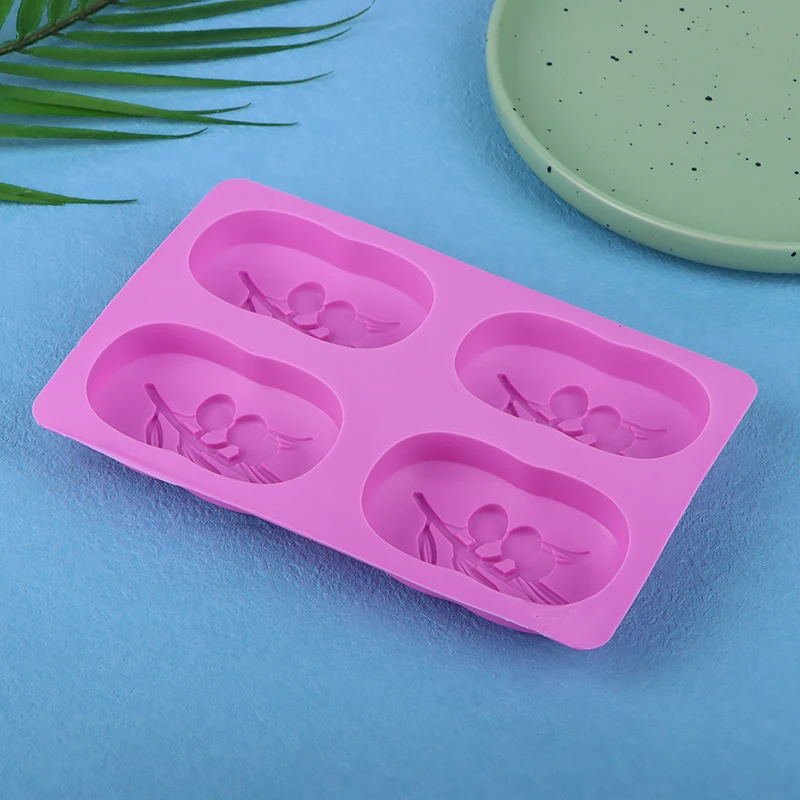 Kaijie 4-Hole Oval Olive Tree Silicone Soap Mold Diy Soap Making Kit Handmade Bath Soap Craft Supplies