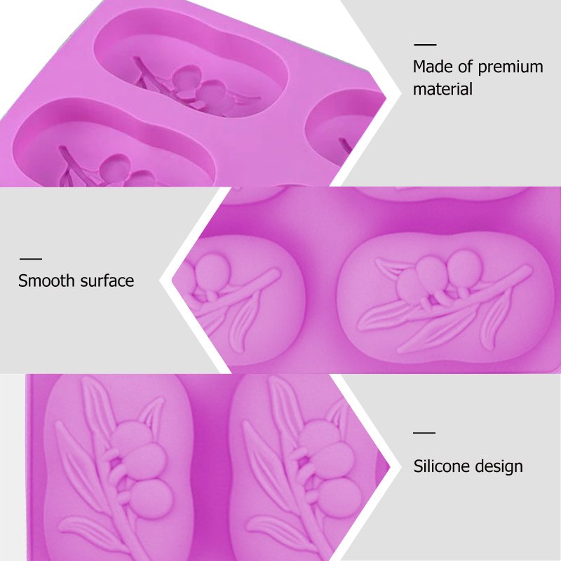 Kaijie 4-Hole Oval Olive Tree Silicone Soap Mold Diy Soap Making Kit Handmade Bath Soap Craft Supplies