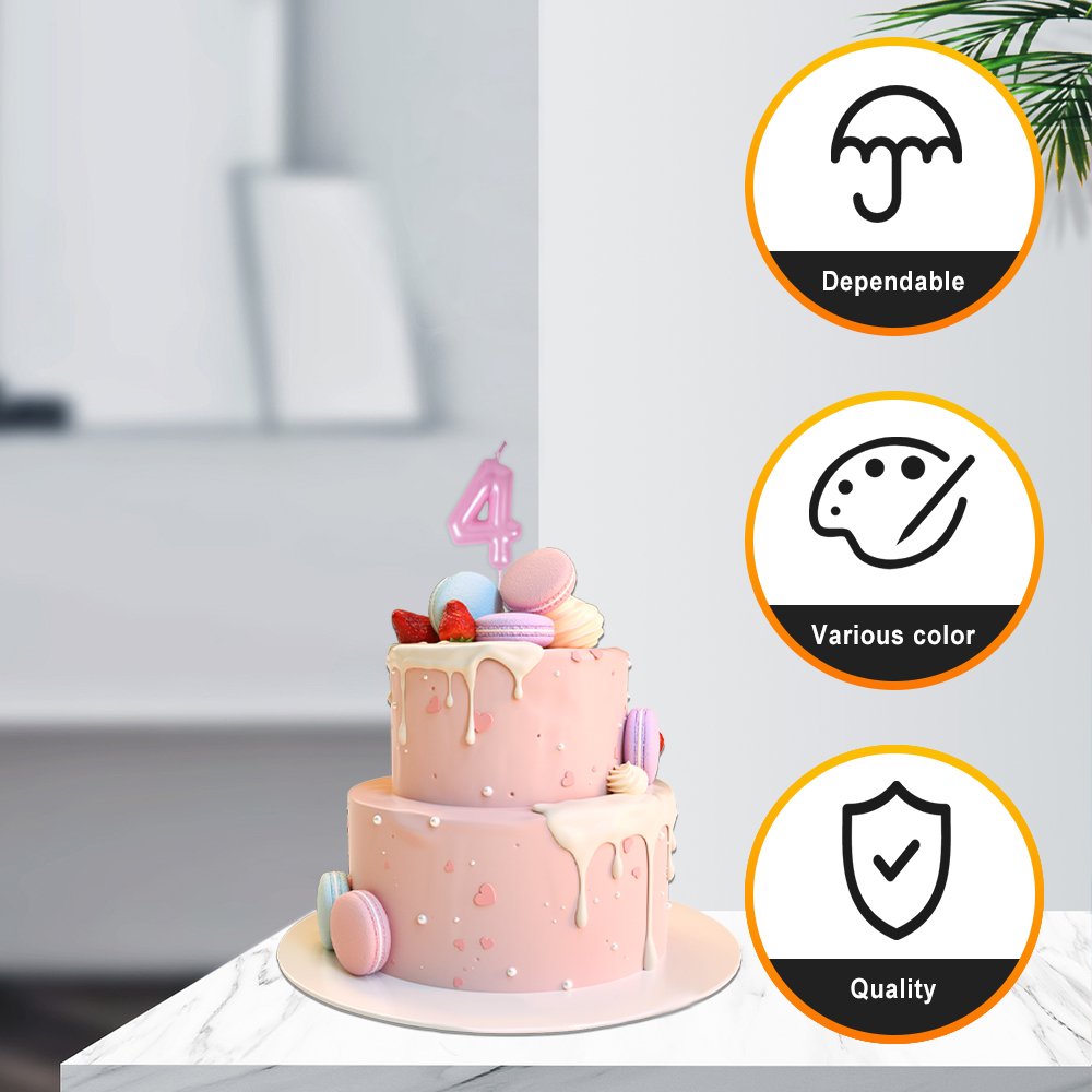 Wholesale Pink Happy Creative Birthday Number Candle Cake Decoration Supplies Wedding Party Paraffin Wax Lucky Birthday Candles