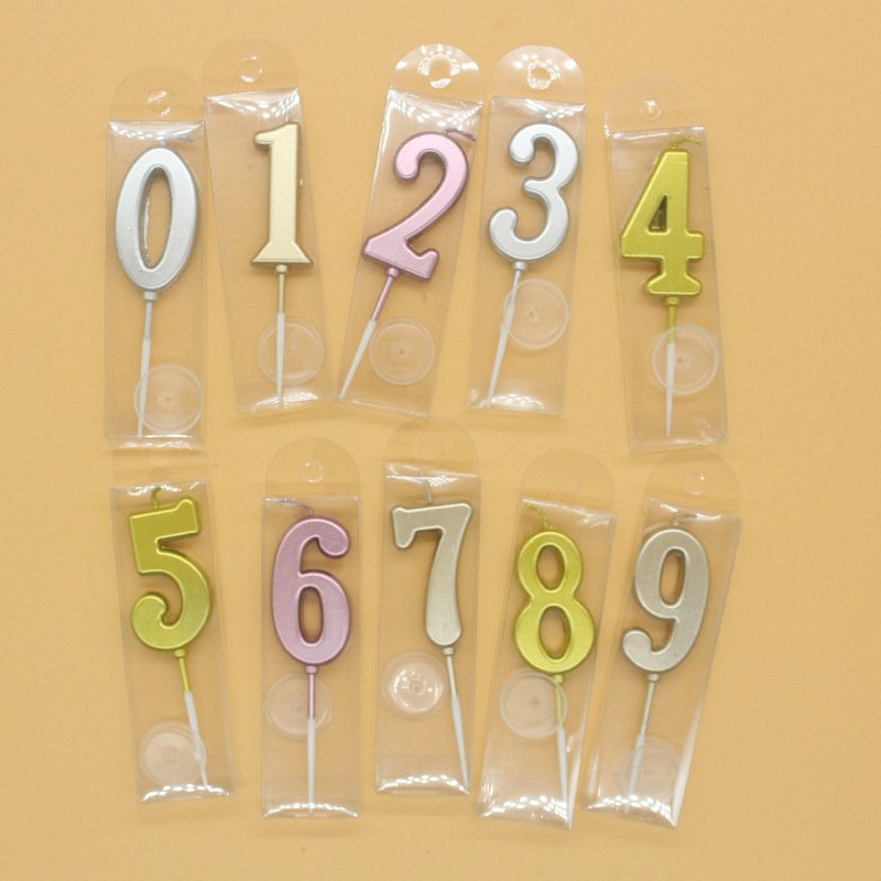 High quality Number candles 0-9 Candles Cake Topper Party Supplies Decoration plug-in gold-plated Sparkle Candle Birthday