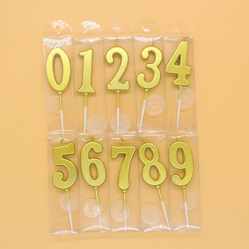 High quality Number candles 0-9 Candles Cake Topper Party Supplies Decoration plug-in gold-plated Sparkle Candle Birthday