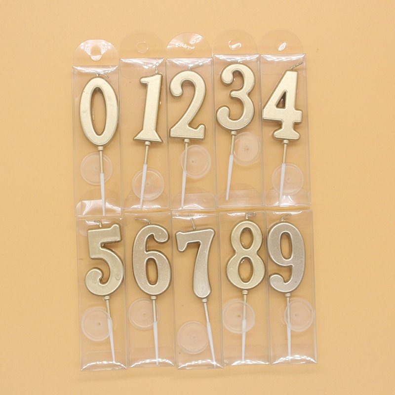 High quality Number candles 0-9 Candles Cake Topper Party Supplies Decoration plug-in gold-plated Sparkle Candle Birthday
