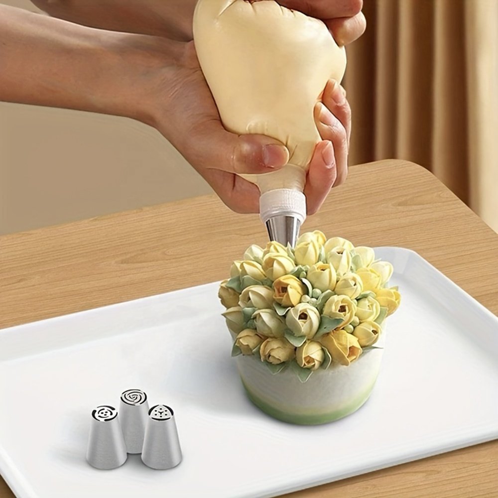Wanlihao 15pcs/set Stainless Steel Russian Nozzle Cream Icing Piping Tips Cake Decoration Tools Kits