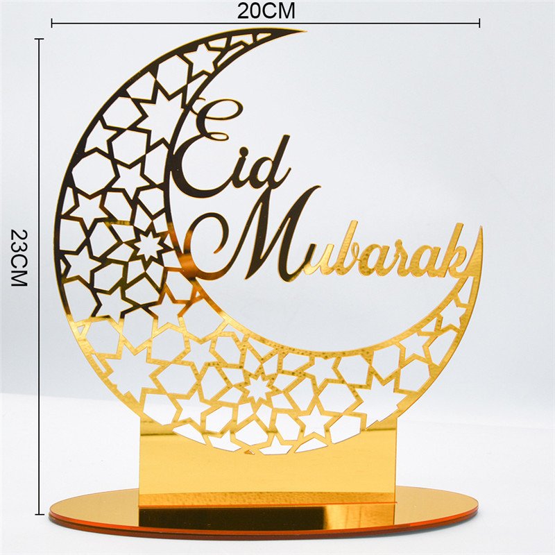 Best Selling Gold Black Silver Eid Muslim Islam Acrylic Ornament Display Cake Topper Baking Cake Decoration