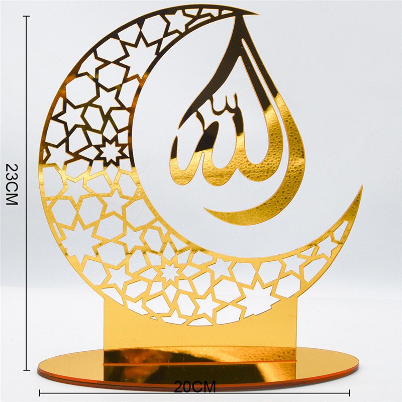 Best Selling Gold Black Silver Eid Muslim Islam Acrylic Ornament Display Cake Topper Baking Cake Decoration