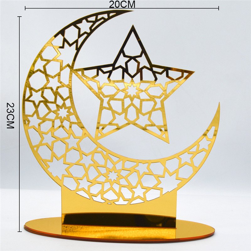 Best Selling Gold Black Silver Eid Muslim Islam Acrylic Ornament Display Cake Topper Baking Cake Decoration