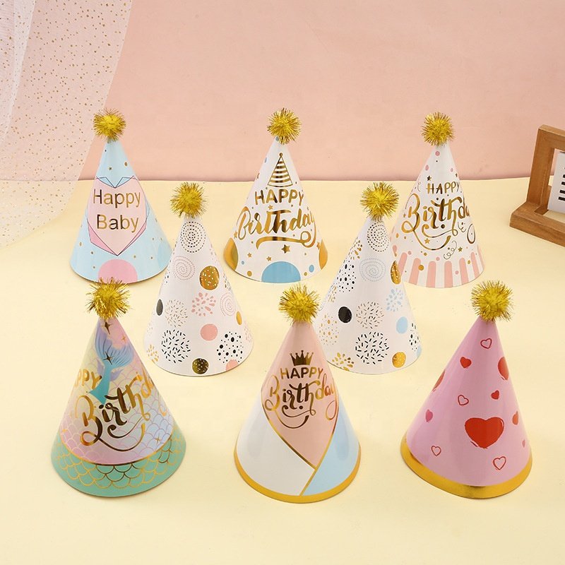Adult Children's Party Hats Baby's first Birthday Party Birthday Hat Hairball Party supplies happy birthday decoration 2024