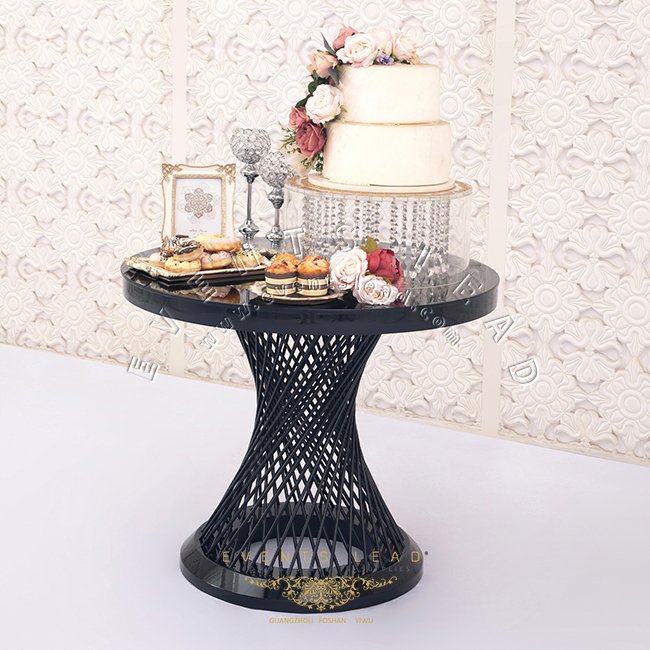 Fashion decorating party cake table for birthday black wedding table stand