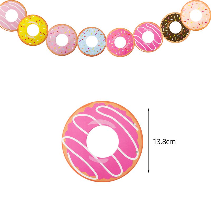 LEMON 2022 New Ins Cute Pink Donut Birthday Party Decorations Supplies Cake Topper Happy Birthday Banner Kid Baby Shower