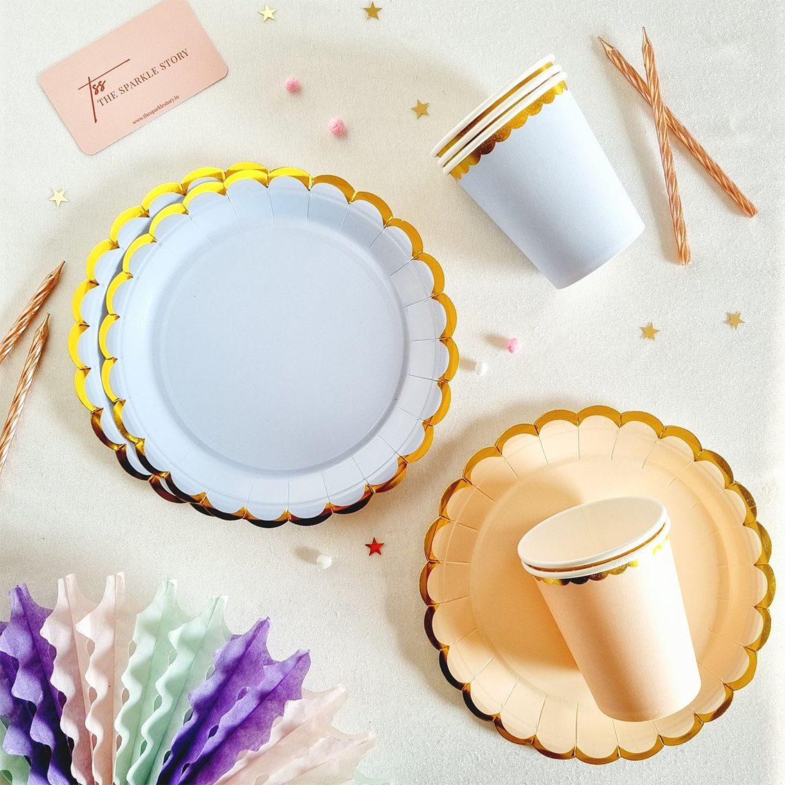 Custom Logo 9inch Round with Scallop Rim Disposable Birthday Party Paper Plate Dessert Plates Dinner Plates Party Supplies 8PCS
