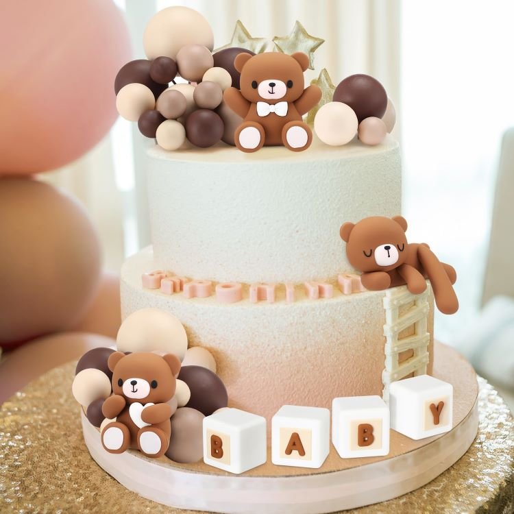 3D Bear Foam Ball Cake Toppers Mini Balloons Cake Decorations for Baby Shower Birthday Party Cake Decorations