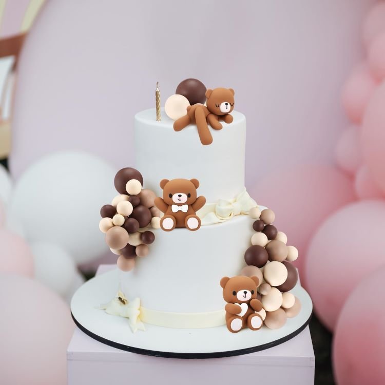3D Bear Foam Ball Cake Toppers Mini Balloons Cake Decorations for Baby Shower Birthday Party Cake Decorations