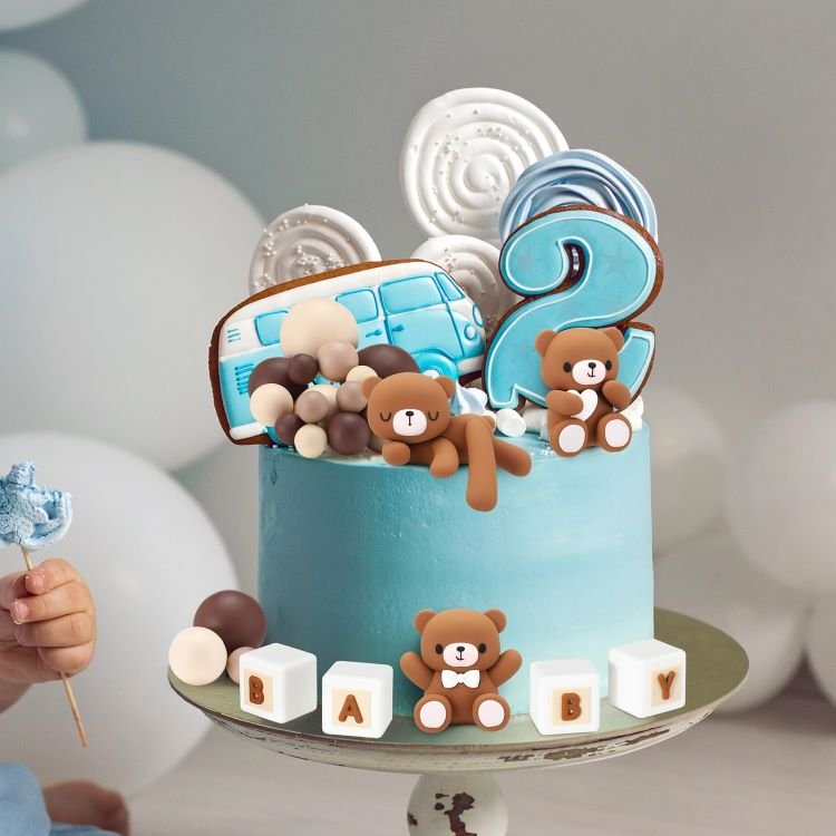 3D Bear Foam Ball Cake Toppers Mini Balloons Cake Decorations for Baby Shower Birthday Party Cake Decorations