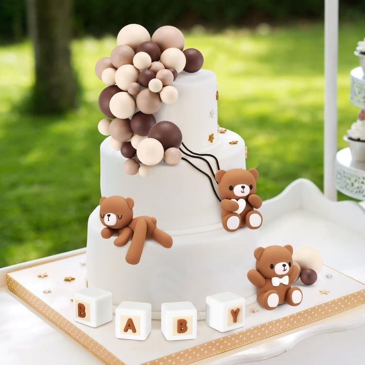 3D Bear Foam Ball Cake Toppers Mini Balloons Cake Decorations for Baby Shower Birthday Party Cake Decorations