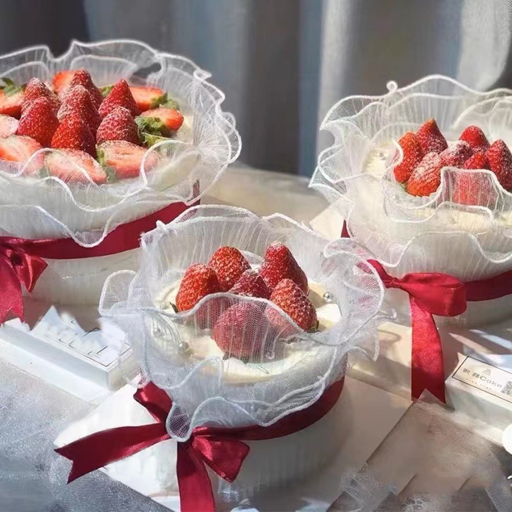 Crepe yarn cake decorative edge Mother's Day Valentine's Day Crepe mesh birthday baked wavy yarn ribbon