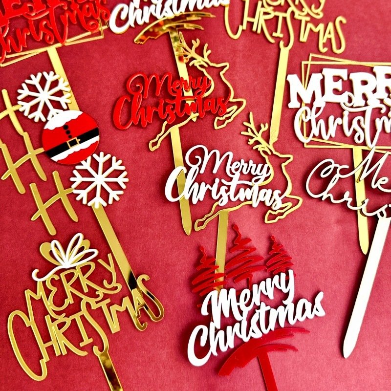 Ins style Merry Christmas cake toppers cake decoration acrylic cake topper