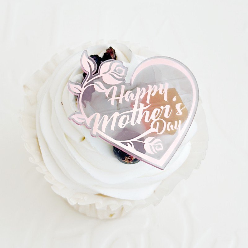 Ychon wholesale cheap gold pink love shape acrylic cake decorations happy anniversary birthday motner's day accessories