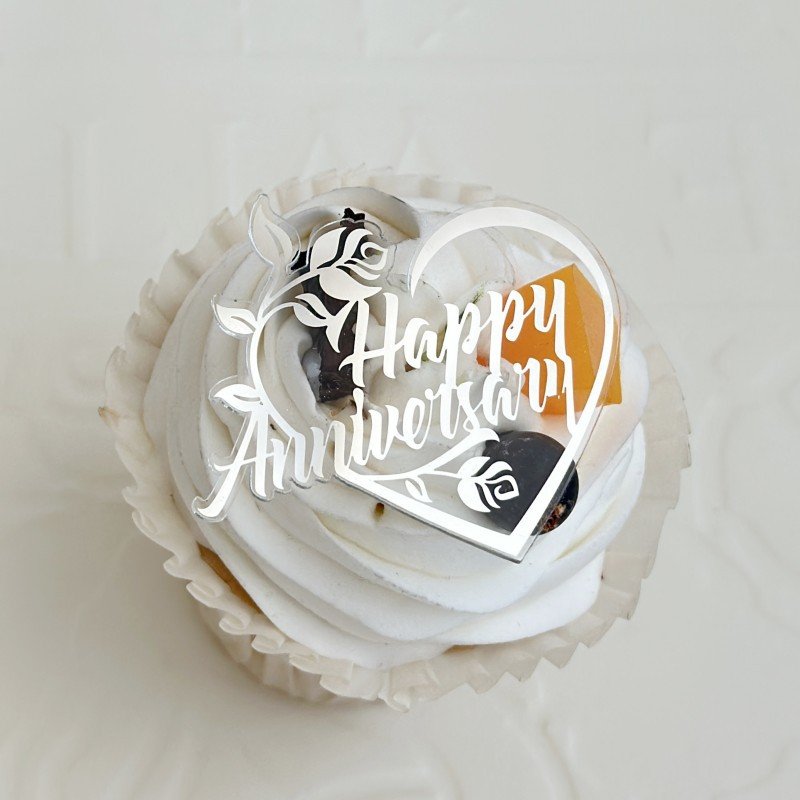 Ychon wholesale cheap gold pink love shape acrylic cake decorations happy anniversary birthday motner's day accessories