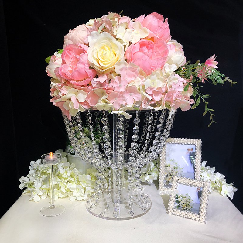 Romantic Table Cake Stand Luxury Acrylic Flower Rack Wedding Centerpieces For Home Party Decoration